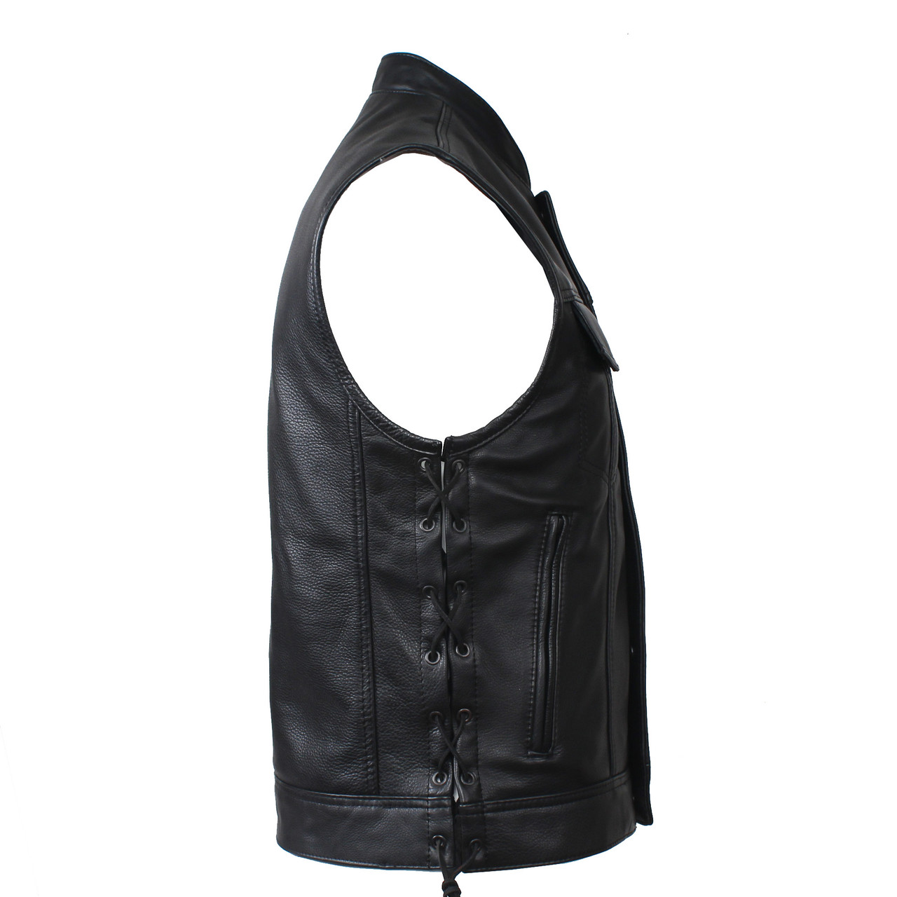 Zippered Laced Rebel Club Vest - Fox Creek Leather