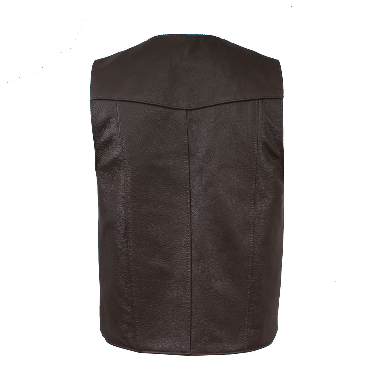 Men's Cowhide Brown Classic Motorcycle Vest - Fox Creek Leather