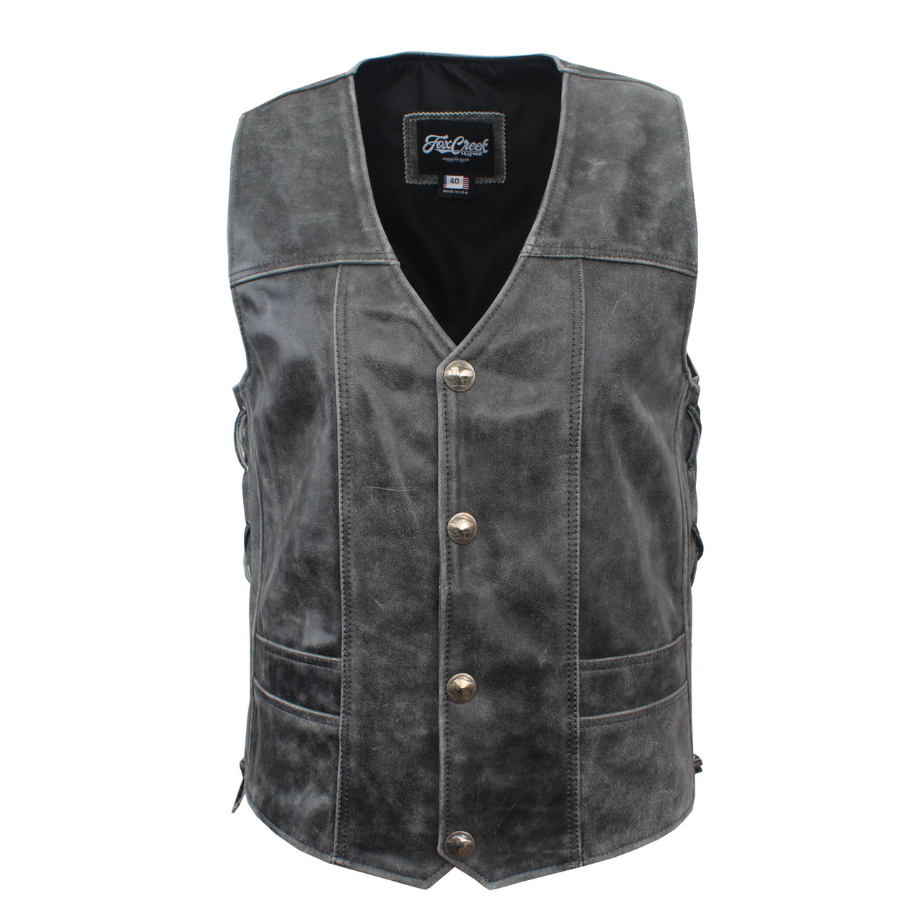 Vintage Full Back Buffalo Nickel Vest - Fox Creek Leather