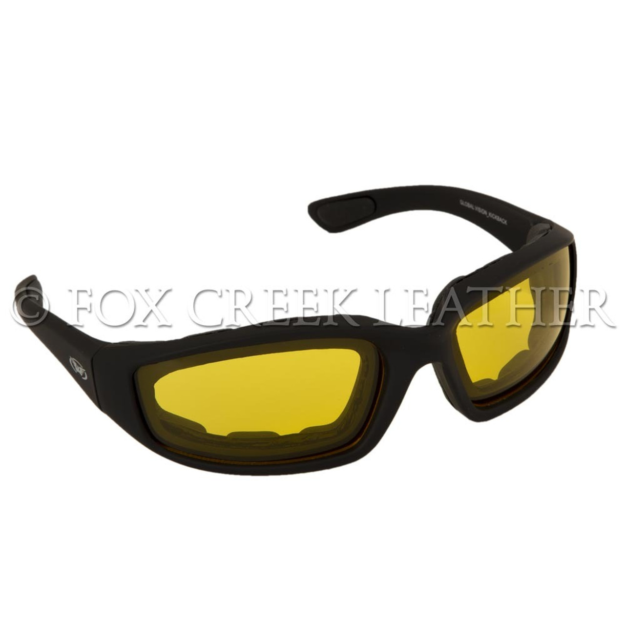Outfitter Padded Motorcycle Glasses Fits Over Glasses Yellow Lens  Pouch & Strap 