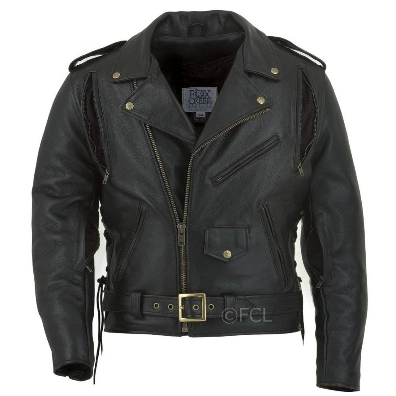 Men S Classic Motorcycle Jacket I Fox Creek Leather   370frontVents  04777.1539010165 