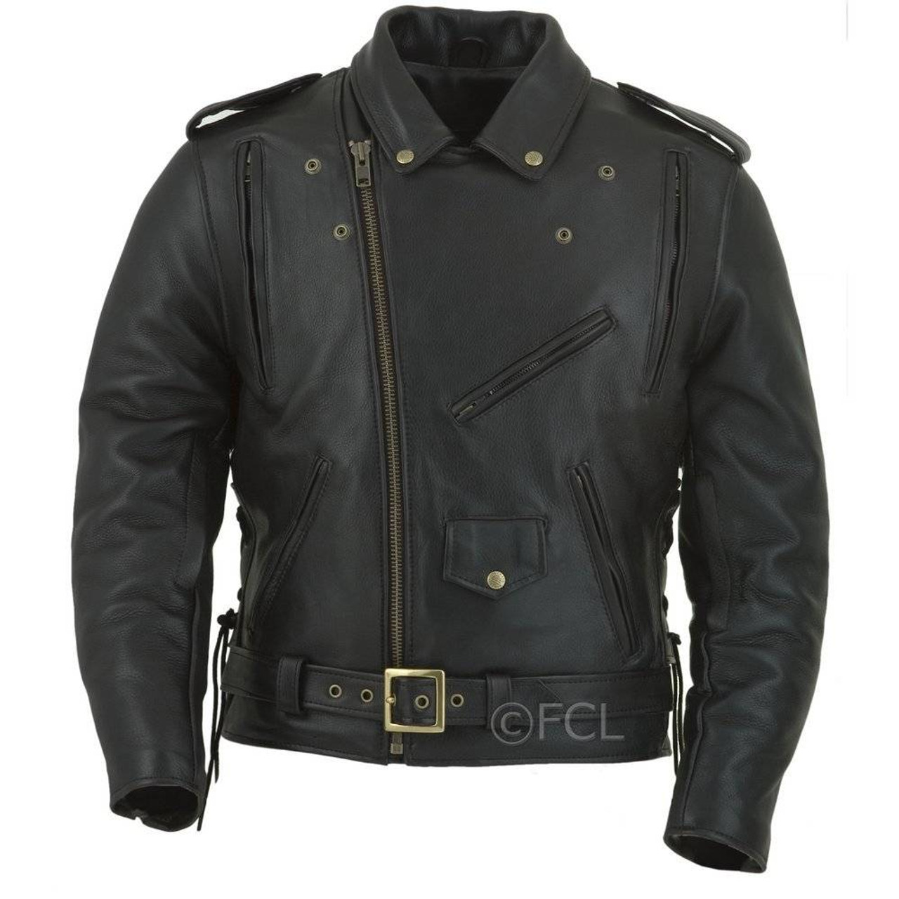 Men's Designer Quilted Padded Gold Zipper Style Biker Leather Jacket –  South Beach Leather