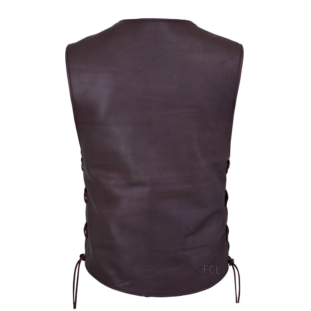 Brown Cowhide Highway 21 Vest - Fox Creek Leather