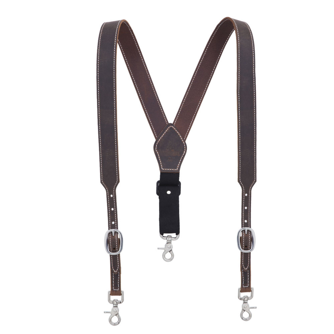 Vintage Style Black Leather Suspenders (6 Clips) - ThePeopleAreFly