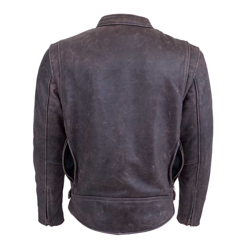 Distressed Leather Motorcycle Jacket - Fox Creek Leather