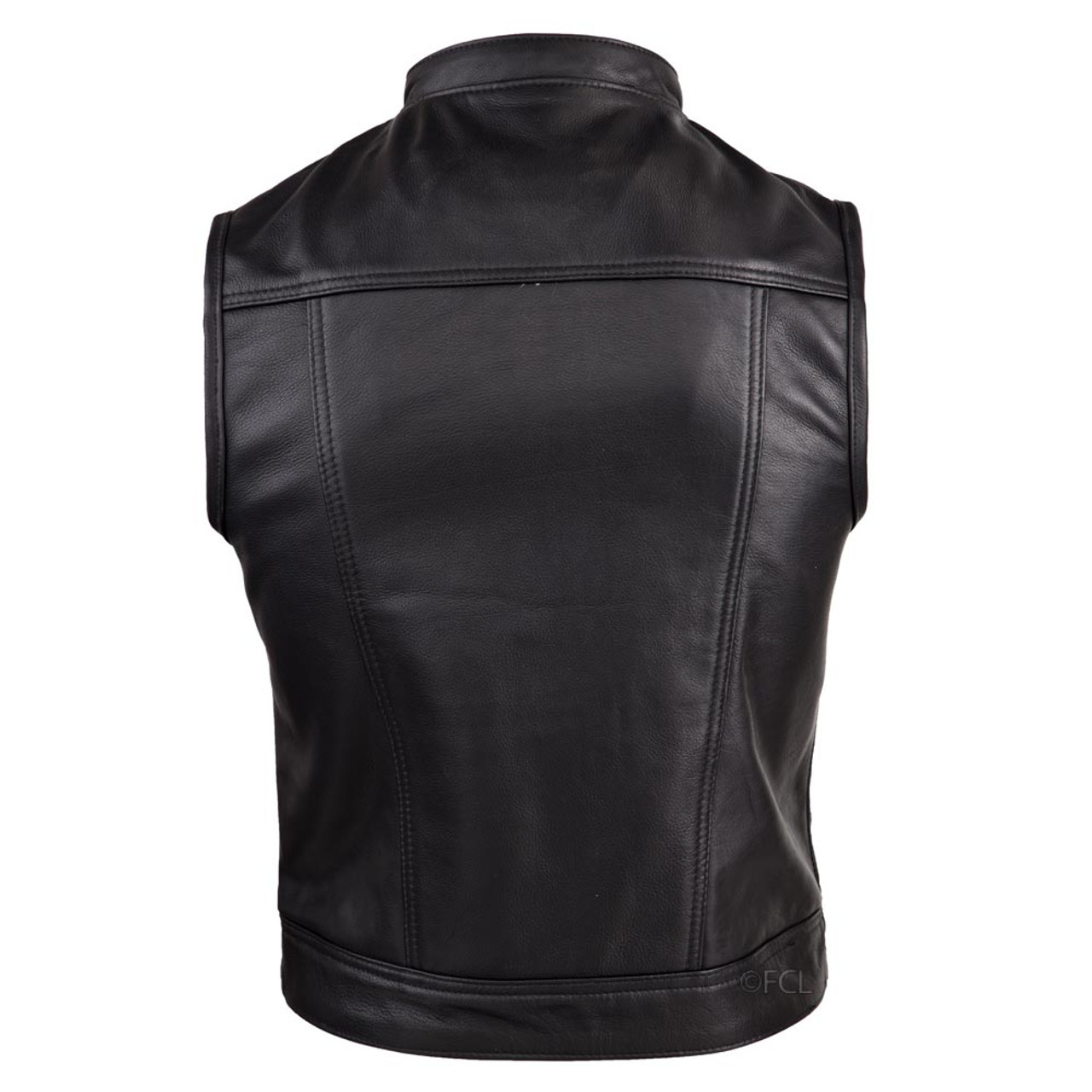 Men's Plus Size Faux Leather Plush Collar Zipper Vest Jacket - Temu