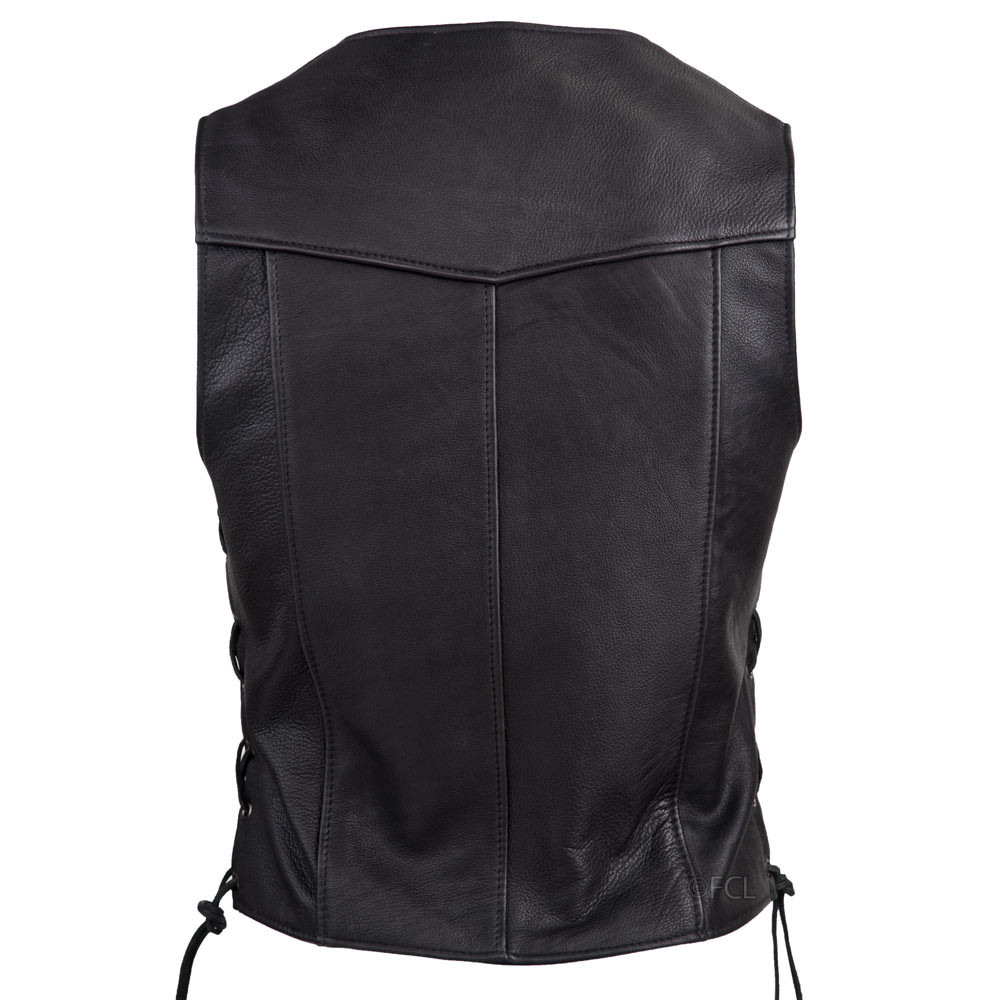 Mens Leather Leather Biker Vests For Sale Leather Vest Men Button