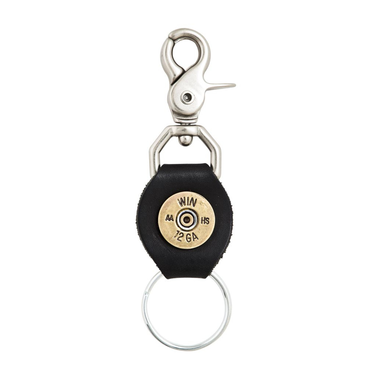 Heavy Duty Leather Keychain Clip Hook , Personalized Black Brown Leather Custom Monogrammed Key Fob Black / No