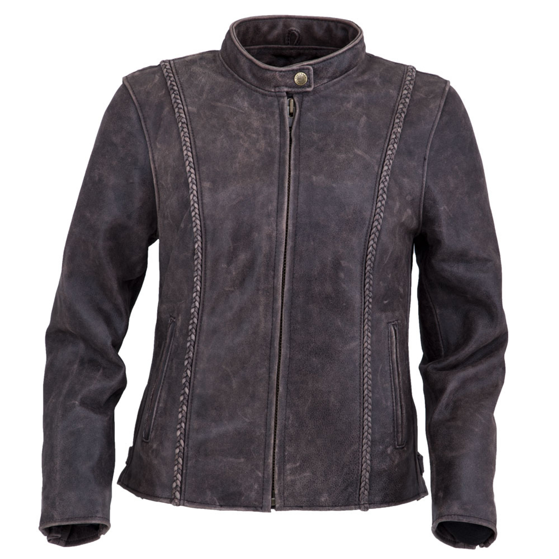 Women's Distressed Braided Leather Jacket - Fox Creek Leather