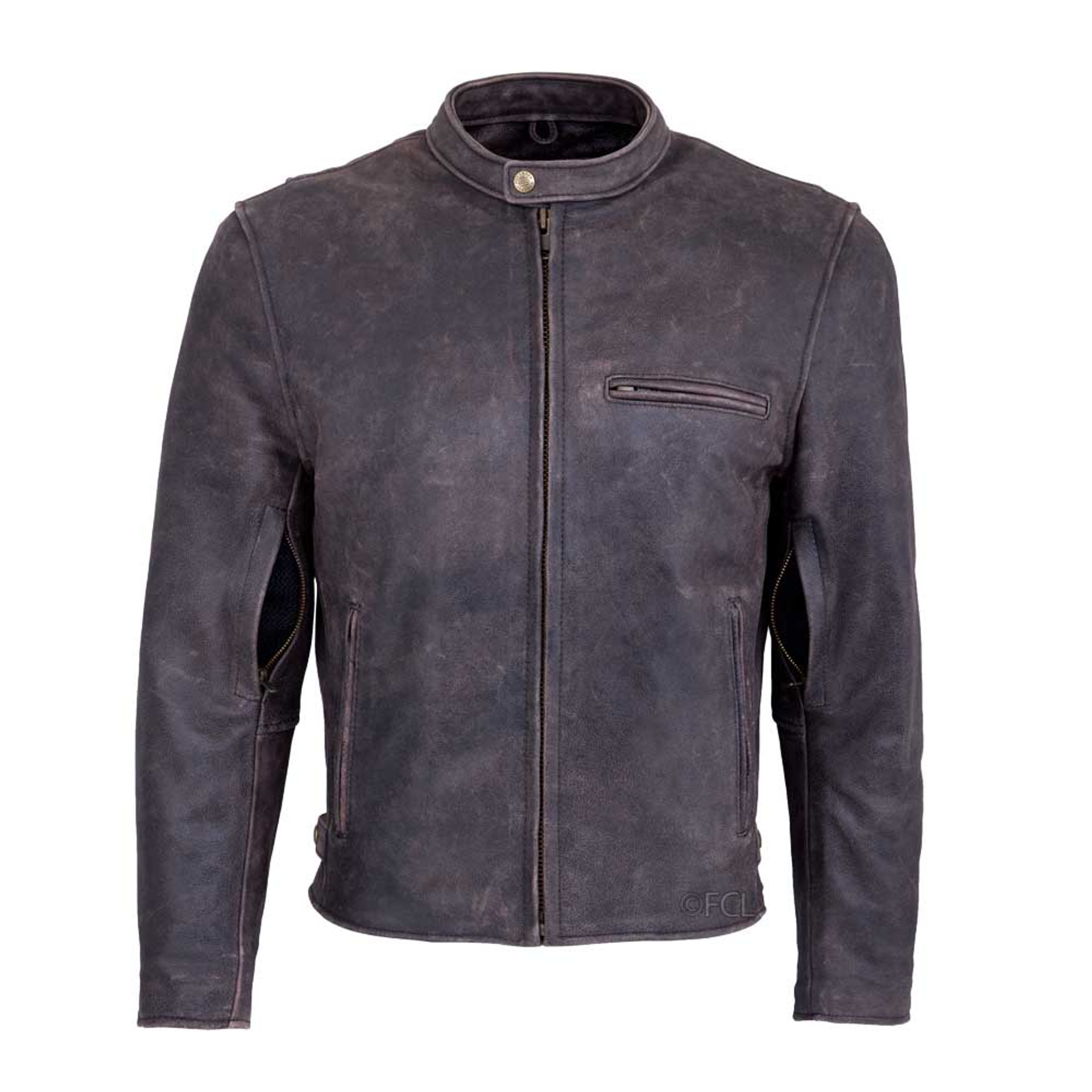 Distressed Leather Motorcycle Jacket - Fox Creek Leather