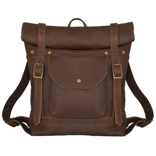 Deluxe Leather Rolltop Backpack