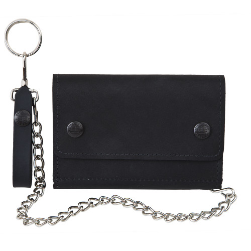Front view of the wallet in black.