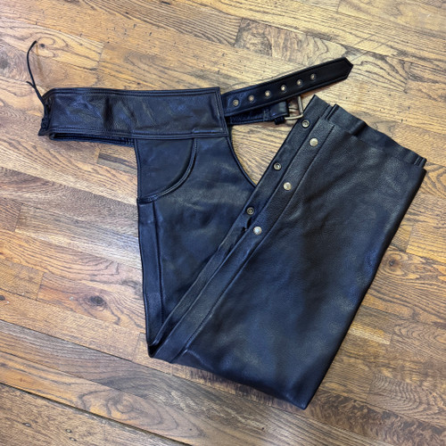Limited Edition Leather Motorcycle Chaps with Jean Style Pockets