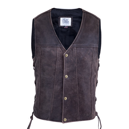 Charter Leather Vest With Extended Back - Fox Creek Leather