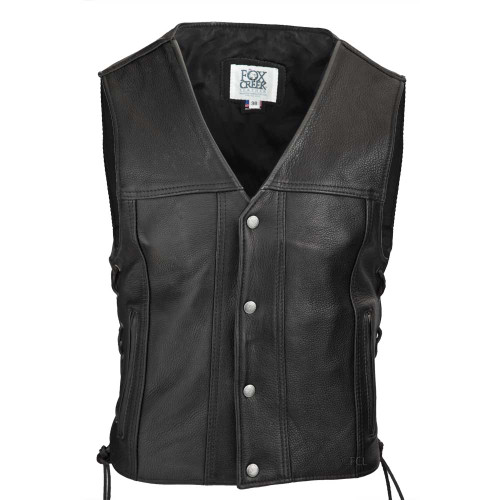 Front view of the Highway 21 Leather Vest