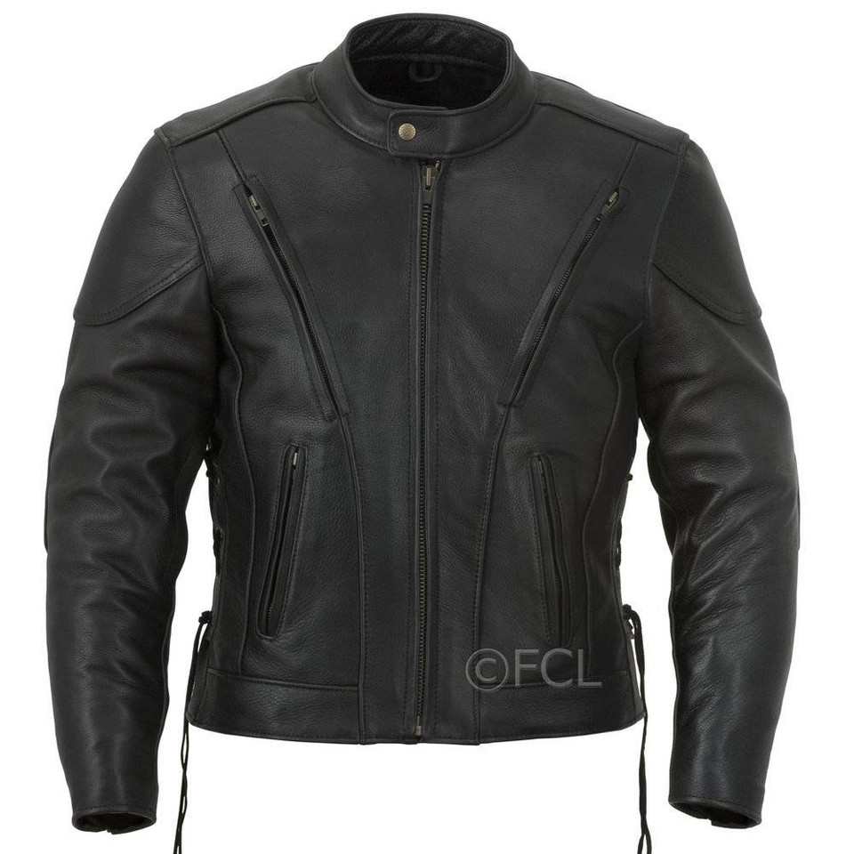 Men's Vented Racing Motorcycle Jacket | FoxCreekLeather