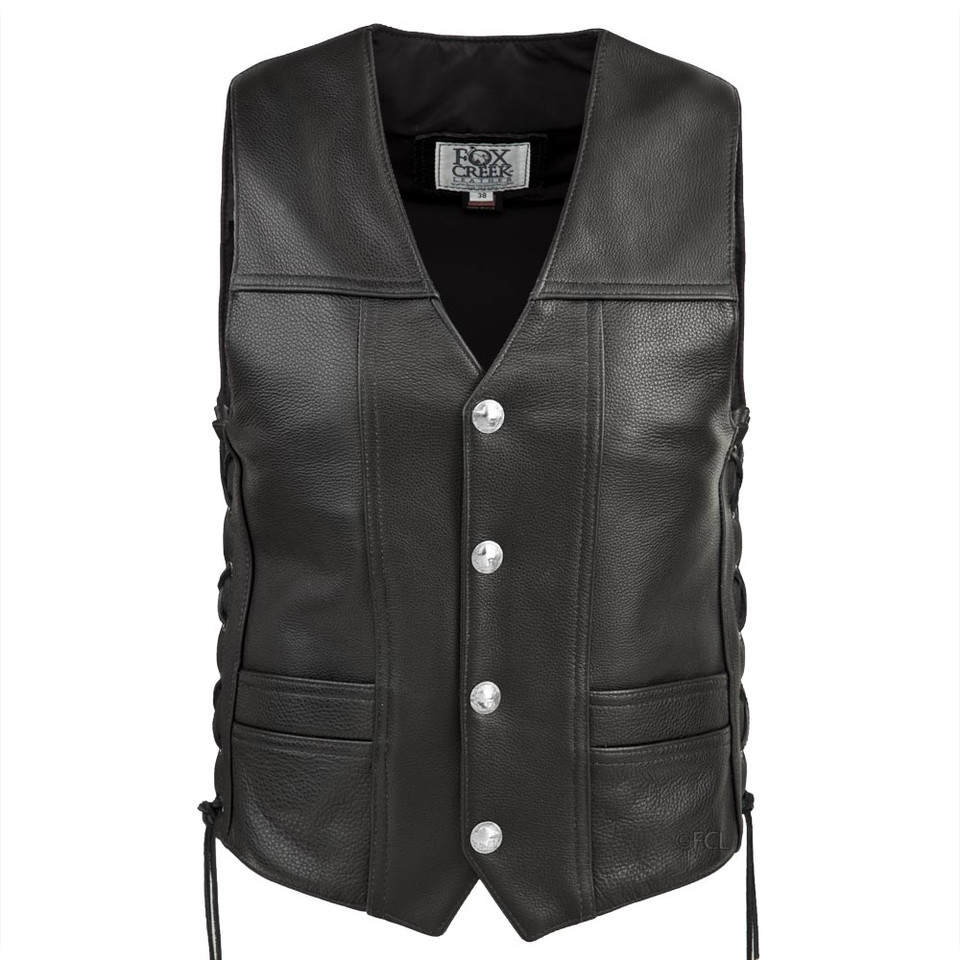 Men's Leather Motorcycle Vests Made in USA Lifetime Guarantee