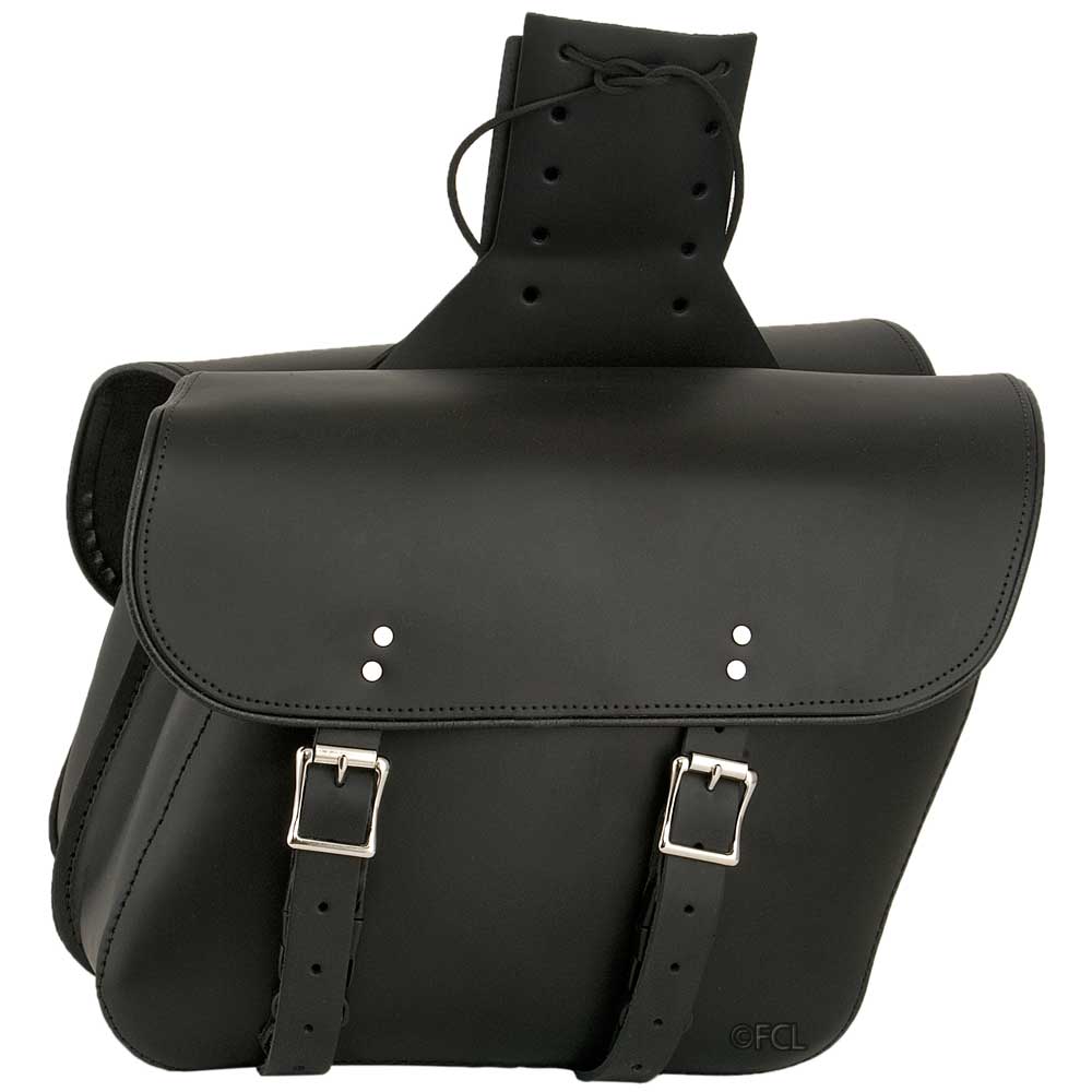 black leather saddle bags