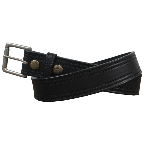 Black Pickstitch Double Buckle Leather Belt Genuine Black Leather Double Stitch Belt - Etsy main image 2
