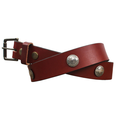 FCL Chestnut Brown Coin Concho Belt - Fox Creek Leather