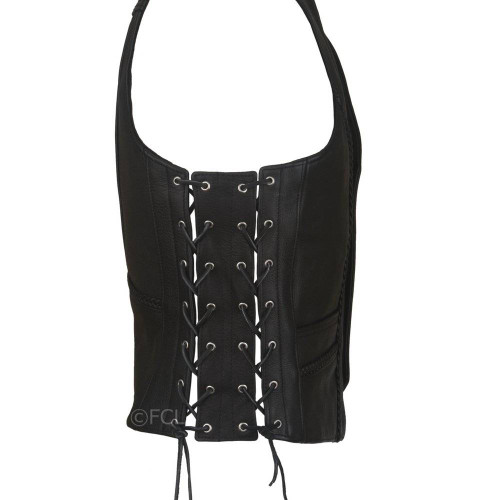 トップス THEREDTHREAD S cow lace up vest black THEREDTHREAD / ザレッドスレッド】S cow lace up vest