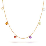 Yellow gold princess necklace with coloured mestone