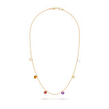 Yellow gold princess necklace with coloured mestone