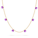 Yellow gold princess necklace with dark amethyst