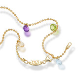 Yellow gold bracelet with coloured gemstones