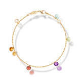 Yellow gold bracelet with coloured gemstones