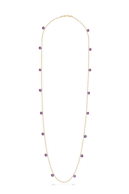 Yellow gold necklace with dark amethyst