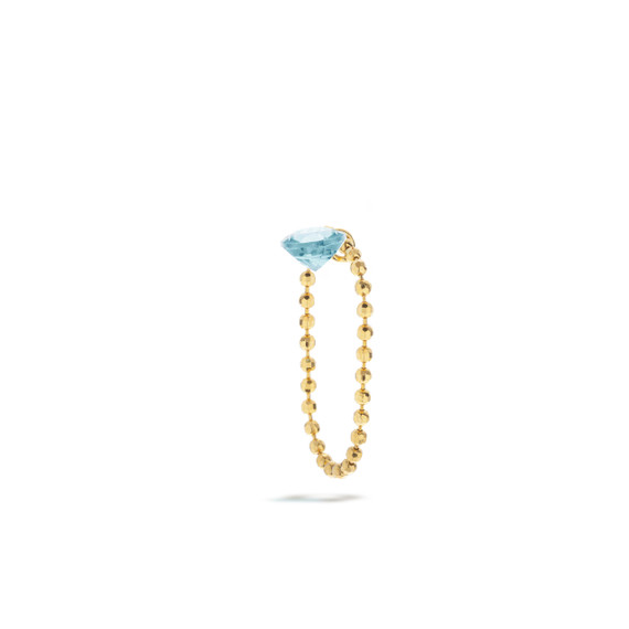 Yellow gold ring with sky topaz