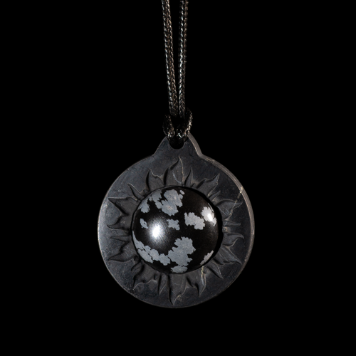 Shungite Pendant Sun Snow Obsidian