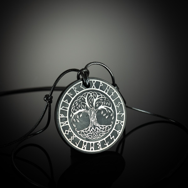 Yggdrasil-Vegvisir Shungite Pendant