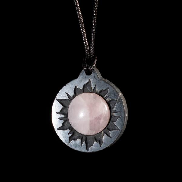 Shungite Pendant Sun Rose Quartz