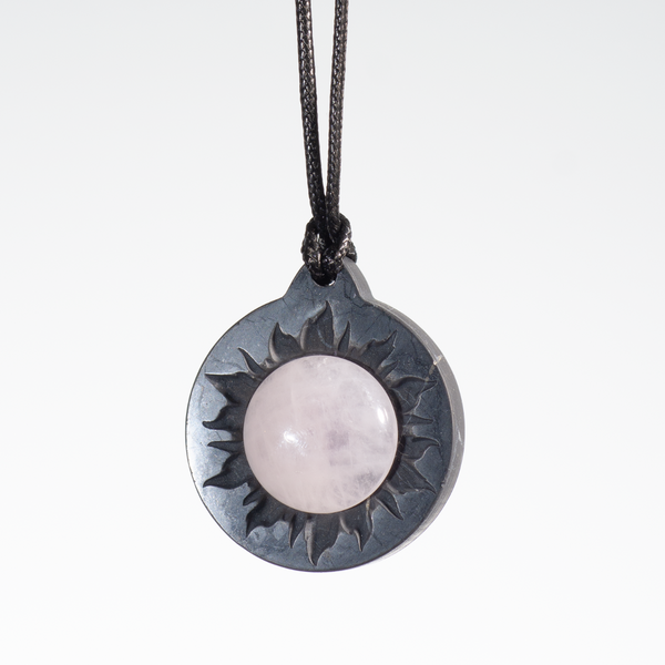 Shungite Pendant Sun Rose Quartz