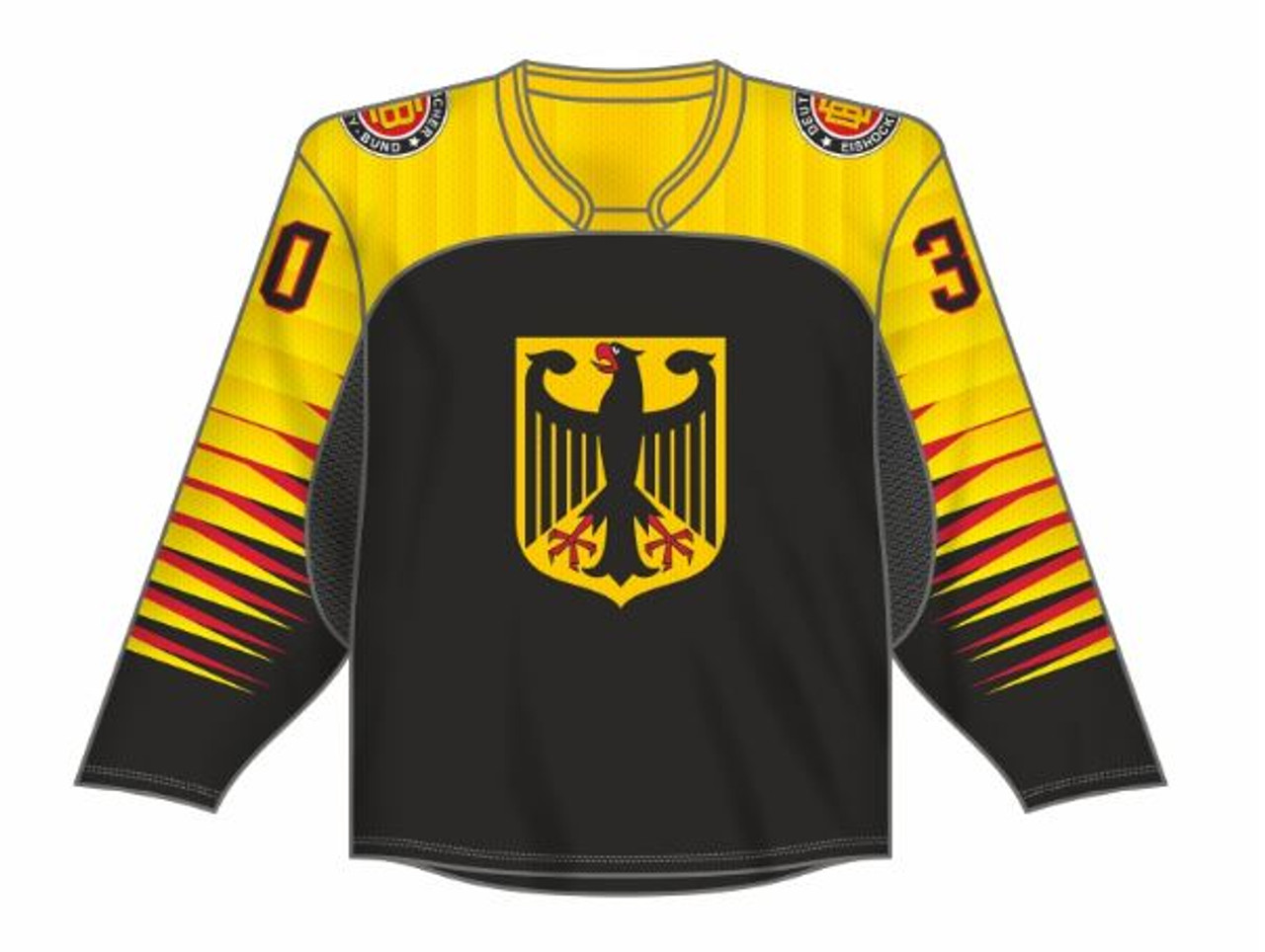 Custom Hockey Jerseys with A Team Sweden Embroidered Twill Crest Adult Goalie Cut / Blue / (with Number Only)