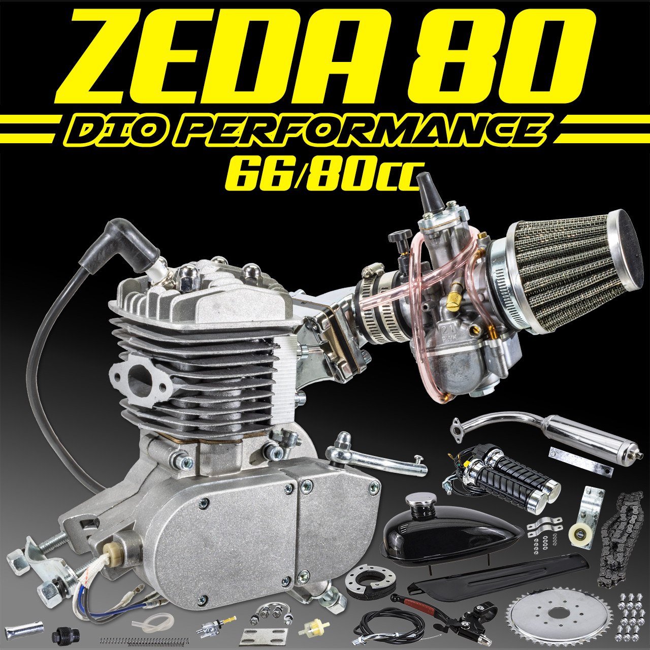 Zeda 80 Performance 2 Stroke Bicycle Engine Kit With Dio Reed