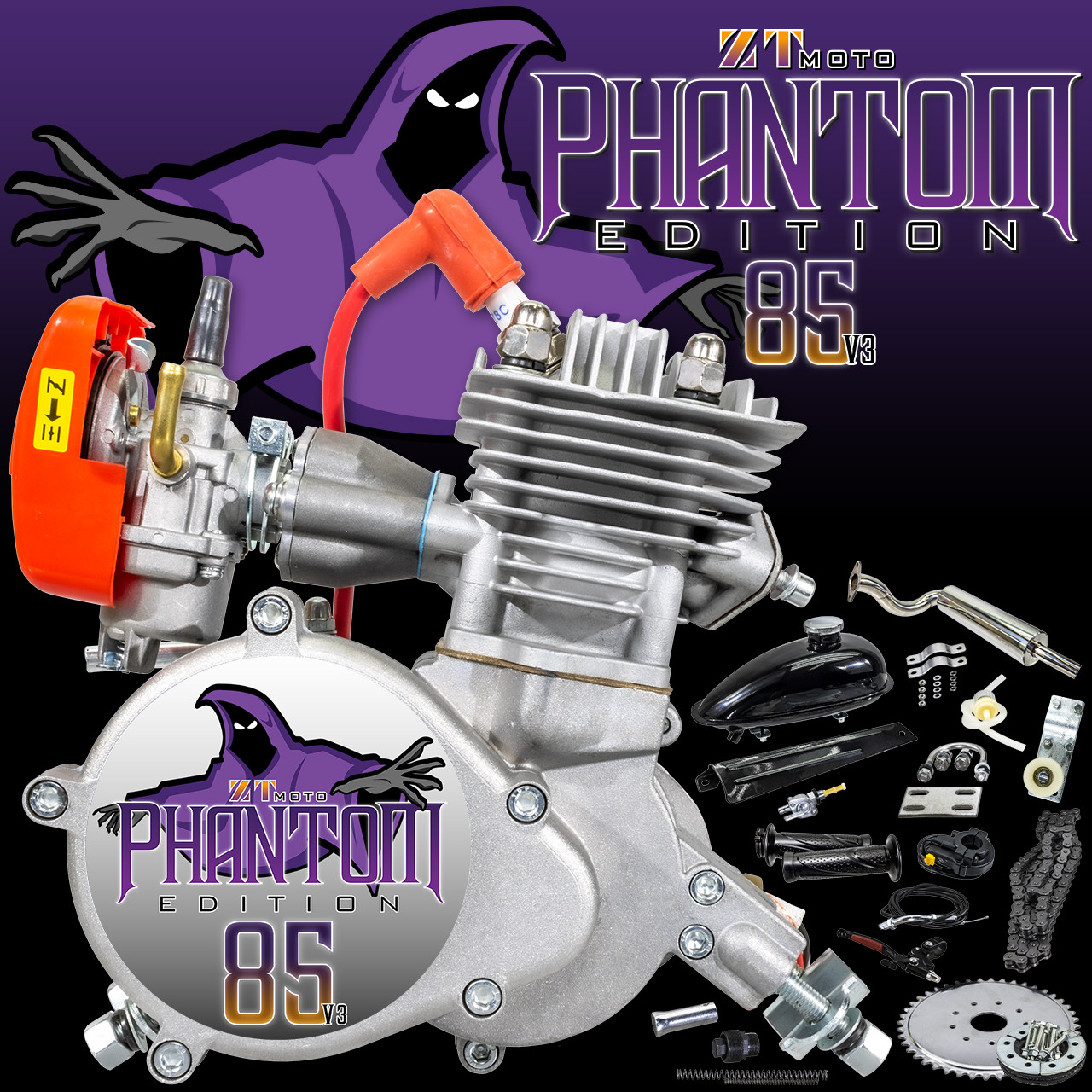 ZTMoto Phantom 85 V3 Complete 52mm Bore 2 Stroke Motorized