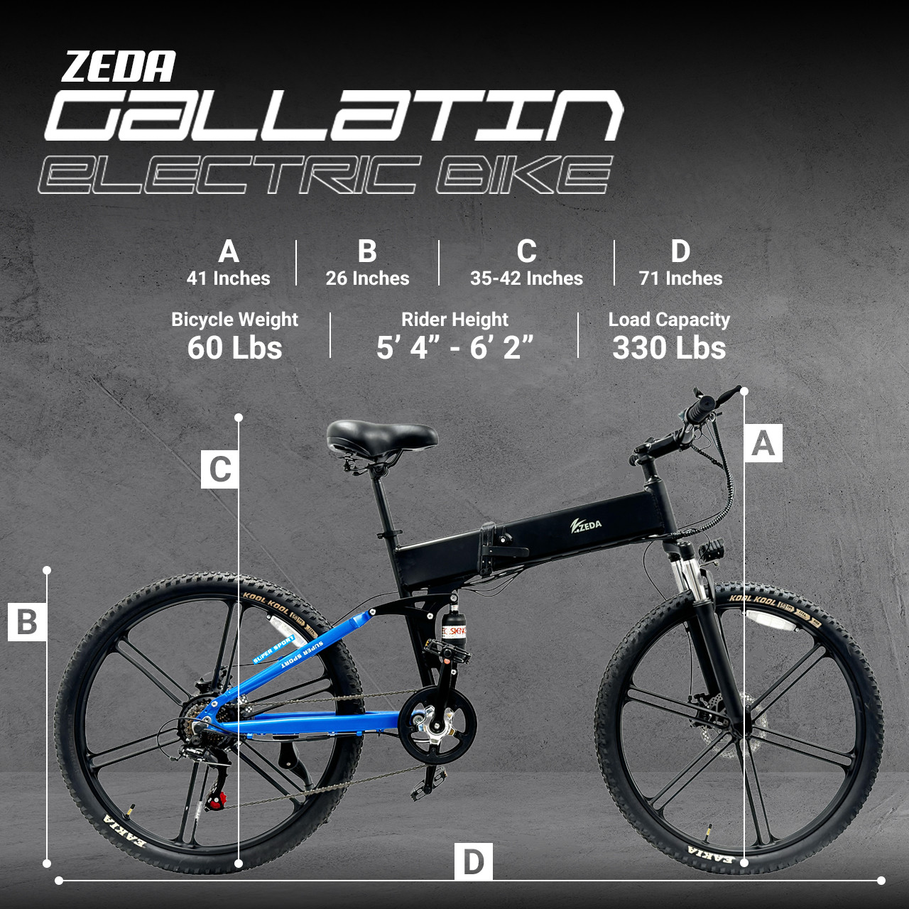 Zeda Gallatin Folding Electric Mountain Bike