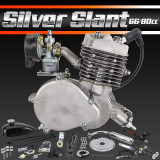 Silver Slant Complete 66cc/80cc Bicycle Engine Kit - 2 Stroke Motorized Bike Engine Kit