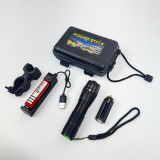 Packaging comes with rechargeable battery, case, clamp, and flashlight