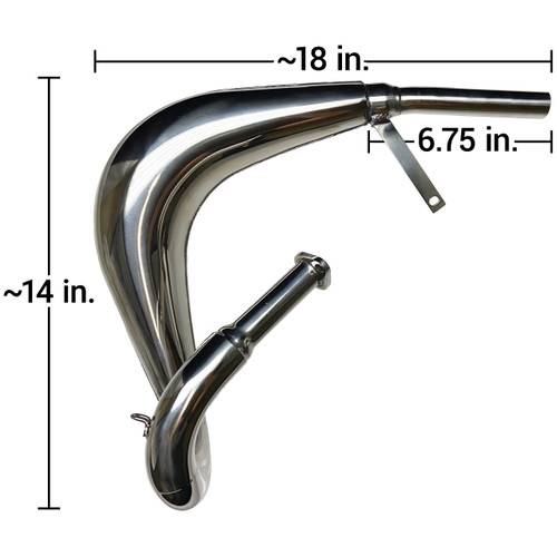 Zeda ZDX65 Performance Exhaust Pipe Stainless Steel Muffler (MZ65 Replica)  For 2 Stroke Motorized Bicycle Engines