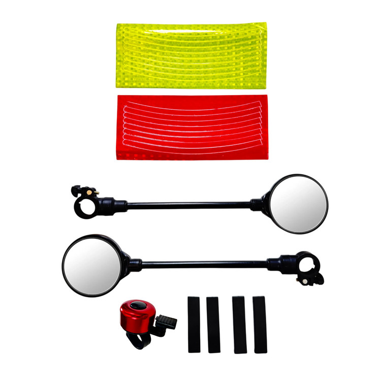 Left and Right Bicycle Mirror Set and Safety Kit