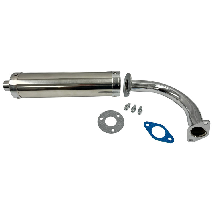 Zeda 85 Firestorm Bicycle Engine Muffler - 2 Piece Motorized Bike Exhaust Pipe