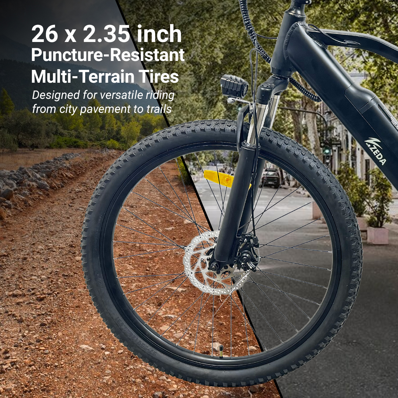 Zeda Bridger Electric Hybrid Bike - 350 Watt 48 Volt eBike - 26 Inch Wheels