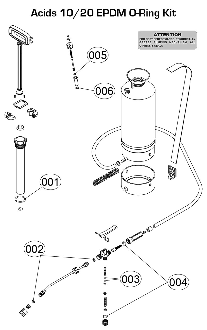 Acid sprayer o-ring diagram