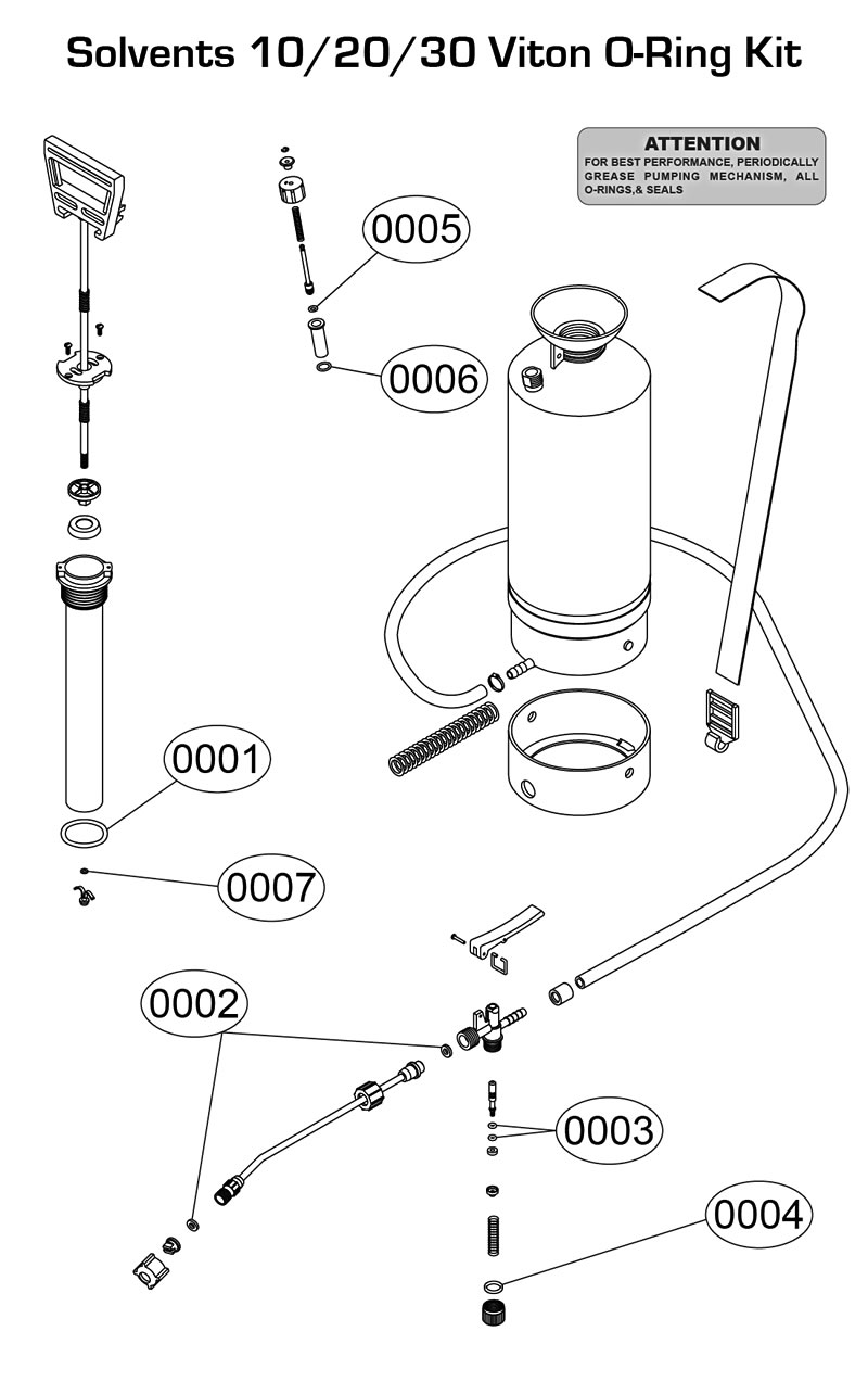 Solvent sprayer o-ring diagram