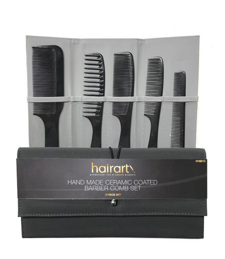 HairArt Barber Combs 5-pc Set - Ceramic Coating in Pouch (HA-5010)