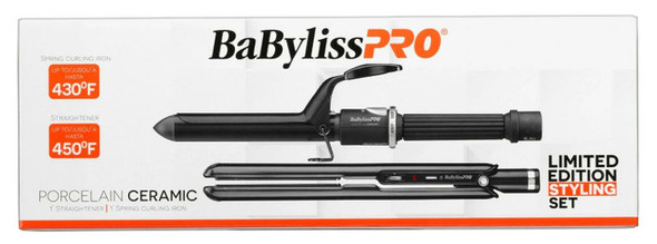 BaBylissPRO Porcelain Ceramic Limited Edition 1" Flat & Curling Iron Styling Set (BPPP3UC) 